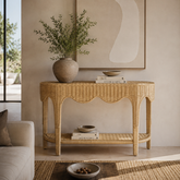 Rattan Scalloped Console Table Kelly