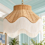 Rattan Fringe Ceiling Lamp Beige