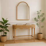 Rattan Scalloped Console Table Kelly