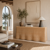 Rattan Scalloped Console Table Sloane