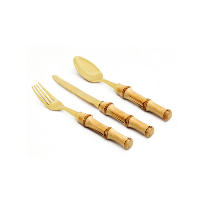 Bamboo Cutlery Set Gold - Image 1