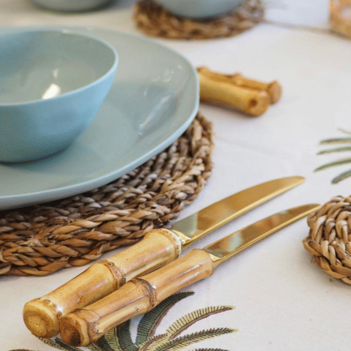 Bamboo Cutlery Set Gold - Image 2